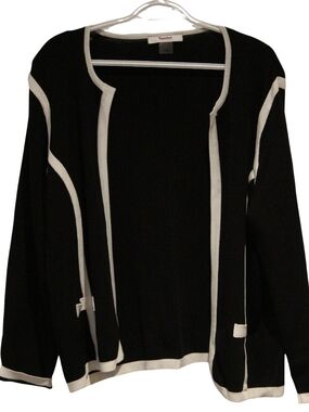 2/$30 🏷 TanJay Black and White Open Cardigan Sweater Size Petite Large
